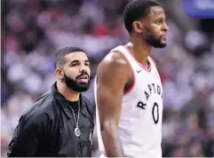  ?? FRANK GUNN / THE CANADIAN PRESS ?? Rapper Drake makes his views known during NBA playoff action in Toronto last week.