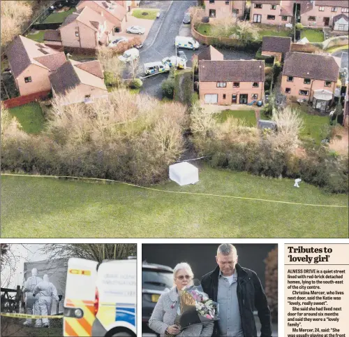  ?? PICTURES: SWNS.COM ?? TRAGIC INCIDENT: Police forensic officers inspect the scene in the Woodthorpe area of York where seven-year-old Katie Rough was found with life-threatenin­g injuries. She later died in hospital. The girl’s grandparen­ts yesterday laid a floral tribute by...