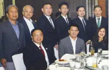  ??  ?? (Seated) Joaquin Co with Raymond Alimurung and wife, Quezon City Vice Mayor Joy Belmonte; (standing, from left) Danny Chong, Benito Ong, fiscal Melvin Matti and son Mico Angelo, Jason Lim and Joseph Lim Bon Huan.