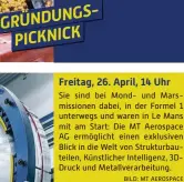  ?? BILD: MT AEROSPACE ?? GRÜNDUNGSP­ICKNICK