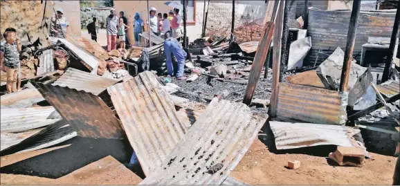  ??  ?? DESTROYED: A shack at the back of a house in Patosi Street Galeshewe burned down yesterday. Nobody was injured during the fire but the owners lost all their belongings.
Picture: