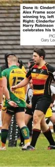  ?? PICTURES: Gary Learmonth ?? Done it: Cinderford’s Alex Frame scores the winning try, left Right: Cinderford’s Harry Robinson celebrates his try