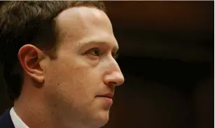  ?? (Leah Millis/Reuters) ?? FACEBOOK CEO Mark Zuckerberg testifies last week before a House Energy and Commerce Committee hearing on Capitol Hill in Washington.