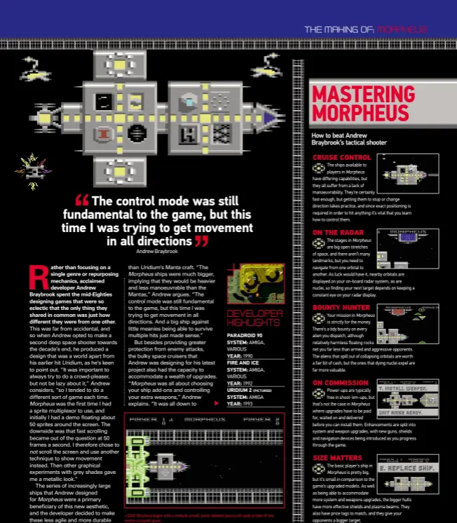  ??  ?? » [C64] Morpheus begins with a modestly armed, poorly shielded spacecraft ready to take off into enemy-occupied space.