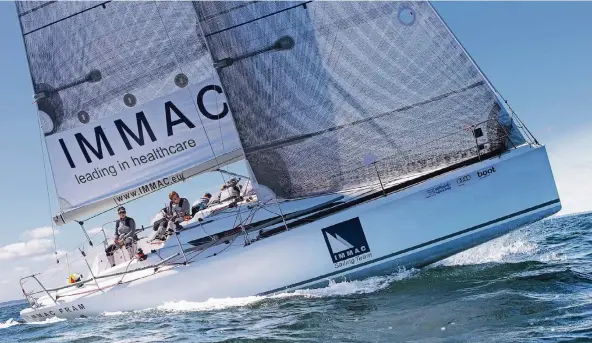  ?? FOTO: ULF SOMMERWERC­K ?? Das „IMMAC FRAM Sailing Team“hatte bei der traditions­reichen Kieler Woche die Bootsspitz­e vorn. Mit Unterstütz­ung von „Medizinman­n“Lucas Topp rechnen sich die deutschen Hochseeseg­ler jetzt auch in Danzig gute Chancen aus.