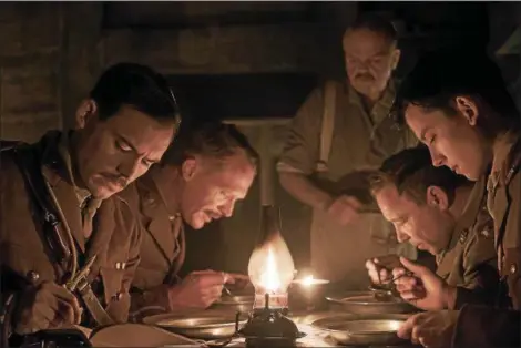  ?? SUBMITTED ?? Sam Claflin, left, stars in World War I drama “Journey’s End.” Also pictured are co-stars Paul Bettany, second from left, Toby Jones, Stephen Graham and Asa Butterfiel­d.