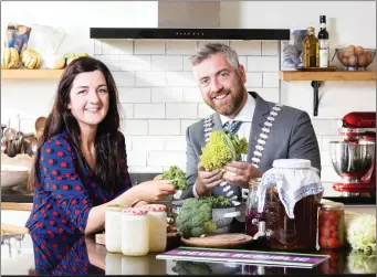  ?? Photo Darragh Kane ?? Celebrity Chef Lilly Higgins and Mayor of Cork Cllr Christophe­r O’Sullivan launching this year’s Reuse republic which takes place on Thursday October 24 from 2pm to 7pm at County Hall, Cork.