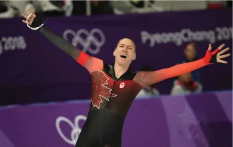  ?? STEVE RUSSELL PHOTOS/TORONTO STAR ?? Speedskate­r Ted-Jan Bloemen won the gold medal in the men’s 10,000-metre event, helping Canada reach 15 medals halfway through the Games.