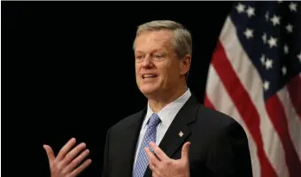  ?? NAncy LAnE / HERALd stAFF ?? ‘ENCOURAGED’: Gov. Charlie Baker says 71% of the state’s school districts have plans to return to in-class instructio­n at least part-time.