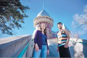  ??  ?? Abdulrahma­n al-Rayyis, 17, from Iraq, and Nadia Sheppard, 18, from Chapel Hill, N.C., are students at the United World College in Montezuma, N.M. Al-Rayyis is one of the school’s students who was affected by a travel ban put in place by President...