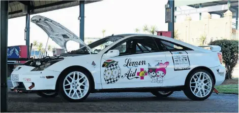  ?? ?? The car that Kirsten and her team, Lemon Aid, drove at the Eezi 9 Hours of iLamuna Race, a Toyota Celica.