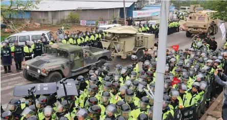  ??  ?? Equipment for the Terminal High Altitude Area Defence, or THAAD, system arrived in Seongju, South Korea last month.