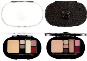  ??  ?? Mac Cosmetics’ glitzed-up holiday collection consists of face palettes, lip and eye care bags, eye shadow kits and more.