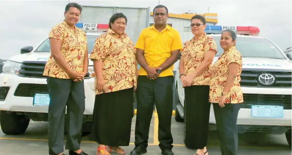  ?? Photo: Police Media Cell ?? From left: Team leader Women Inspector of Police Mariana Bolatolu, Woman Sergeant Adi Salote Lalabalavu, Police Constable Manasa Ramasirai, Woman Sergeant Siteri Kula and Women Police Constable Rosilyn Lata will soon depart for a year of duty with...