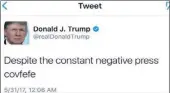  ??  ?? One of Donald Trump’s tweets, which had the world talking.