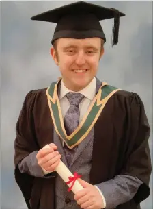  ??  ?? Monasterbo­ice’s Jack McFadden at his conferring ceremony. He received an honours degree in Business and Management from Maynooth University.