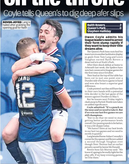  ?? ?? ROVER-JOYED Lang is hailed after grabbing the opening goal for Raith