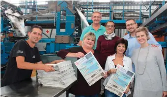  ?? Photo: Supplied ?? Hot off the press! Employees showing off Private Property are: (front from left) Dawid Burger (printer), Maritza Terblanche (layout artist), Emsie Martin (Private Property editor) and Lizanne Schraader (Group Editors sales manager ), (back) Deon...
