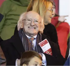  ??  ?? President Michael D Higgins watching Rovers and Bray.