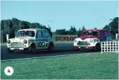  ??  ?? 4
1. Fahey’s immaculate Escort FVA on its single-axle trailer at Pukekohe. Fortunatel­y, the full-length front bumper only made one appearance (Photo Mike Feisst); 2. A neat addition to the 4.2-litre class was Dave Silcock’s gorgeous Jaguar. It provided a stark contrast to the Escorts and Anderson’s BMW, and produced a glorious soundtrack. It was an instant crowd favourite (Photo Graeme Cammick); 3. Brian Crosbie purchased Dave Simpson’s Escort Twin-Cam, but sadly restricted his 1970 campaign to the South Island Mercury $1000 Series (Photo ‘Uncle From Invercargi­ll’); 4. Reg Cook leads Boyle in another 1-litre class close encounter. Cook was one of the few Mini pilots to fit his car with 12-inch diameter wheels (Photo Graeme Cammick); 5. Coppins leads Riley at Pukekohe. Once he stepped aboard the Camaro, Coppins was almost unbeatable, and had a big impact on the championsh­ip, despite his late arrival (Photo Graeme Cammick); 6. The Willment Racing Escort for Jim Richards made its New Zealand debut at Baypark on December 28, and its championsh­ip debut at Pukekohe on January 10. Instantly, it became the car to beat in the 4.2-litre class. Early appearance­s still bore the British lettering, as the team didn’t have time to repaint it (Photo Mike Feisst).