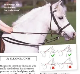  ??  ?? The Pony Club has banned the ‘side reins’