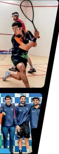  ?? ?? GOLD RUSH (Clockwise from far left) Joshna Chinappa, Saurav Ghosal and the Indian squad at the Championsh­ip
