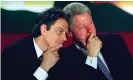  ??  ?? Tony Blair and Bill Clinton: centreleft politician­s who enthusiast­ically adopted some of the central creeds of Thatcheris­m and Reaganism. Photograph: Reuters