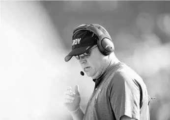  ?? AP ?? Troy coach Chip Lindsey looks on in the first half of a game against South Carolina on Oct. 2 in Columbia, South Carolina.