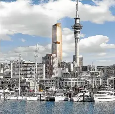  ??  ?? An artist’s impression­s of ICD Property’s new high-rise, which will stand near Auckland’s Sky Tower. Its unique windows have earned it the nickname ‘‘cheese grater’’.