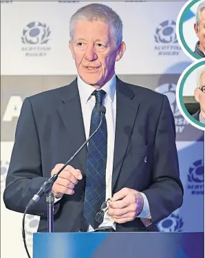  ?? ?? Scottish Rugby chairman John Jeffrey at last Saturday’s AGM.
Is it time to call in the likes of greats Gavin Hastings and Finlay Calder to help with leadership issues?