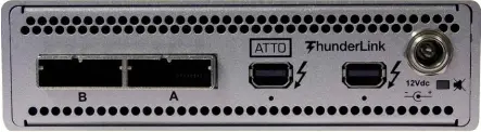  ??  ?? ABOVE Solving my final problem involved the purchase of this little beauty: an Atto 2068 Thunderbol­t to SAS box