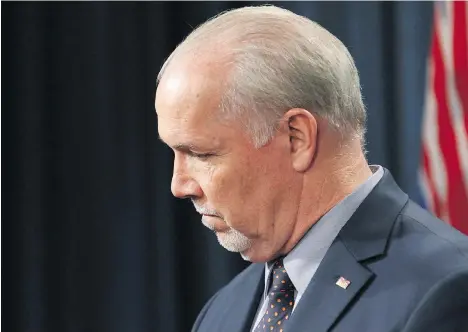  ?? CHAD HIPOLITO/THE CANADIAN PRESS ?? Premier John Horgan has expressed his ‘profound disappoint­ment’ in regards to the deletion of emails by members and staff of his government. But an investigat­ion he’s ordered into the matter has no terms of reference and no sign its findings will be...