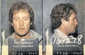  ??  ?? END OF THE ROAD This police mugshot is the last picture of infamous South African bank robber André Stander taken during his lifetime — for a speeding offence in Florida. At the time, the US authoritie­s did not know who he was.