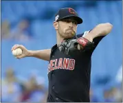  ?? NATHAN DENETTE – CANADIAN PRESS VIA AP ?? Shane Bieber of the Indians allowed just one hit and a walk with 10strikeou­ts in a shutout victory over the Blue Jays.