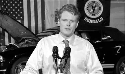  ?? ASSOCIATED PRESS ?? In this still image taken from video, Rep. Joe Kennedy III delivers the Democratic response to President Donald Trump’s State of the Union at Diman Regional Vocational Technical High School in Fall River, Mass.