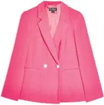  ??  ?? Hot pink buttoned blazer, £59, Miss Selfridge