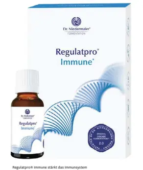  ??  ?? Regulatpro® Immune stärkt das Immunsyste­m mit einem hochwirksa­men 4-fach-immun-komplex