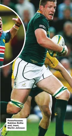  ??  ?? Powerhouse­s: Bakkies Botha and, inset, Martin Johnson