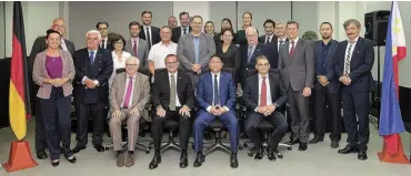  ??  ?? Michael Odenwald, the State Secretary of the German Federal Minister of Transport and Digital Infrastruc­ture (seated, second from left) and GPCCI president Tristan Loveres (seated, third from left) with GPCCI members and delegates from Germany. From July 3-6, 2017, Odenwald visited the Philippine­s accompanie­d by a delegation consisting of officers of the ministry and German business representa­tives from the transporta­tion sector.