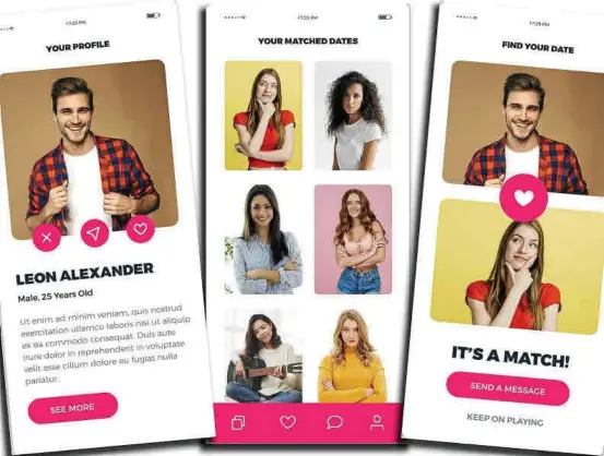  ?? Foto: Archiv Grupo Serra ?? 2022 feierte die Internet-Plattform Tinder ihr zehnjährig­es Bestehen mit dieser Werbung (o.). Es geht darum, Singles miteinande­r zu vernetzten.