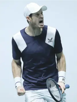  ?? Picture: Getty Images ?? PUMPED. Great Britain’s Andy Murray celebrates during his Davis Cup match against Dutchman Tallon Griekspoor at La Caja Magica in Madrid on Wednesday night.