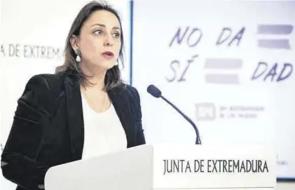  ?? JUNTAEX ?? La secretaria general de Igualdad y Conciliaci­ón, Ara Sánchez, ayer en rueda de prensa en Mérida.