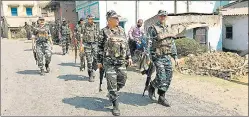  ?? ANI ?? CRPF personnel during a route march in Birbhum on February 25.