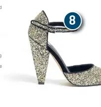  ??  ?? 8. River Island Gold Glitter Two Part Cone Heel Court Shoes, £20.