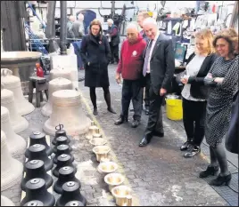  ??  ?? Historic England’s chairman Sir Laurie Magnus visiting the foundry.