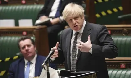  ??  ?? Boris Johnson speaks during the debate in the House of Commons on the EU bill. Photograph: Jessica Taylor/AP