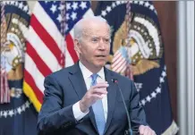  ?? ANDREW HARNIK — THE ASSOCIATED PRESS ?? President Joe Biden speaks Wednesday during a meeting with business leaders about vaccine mandates.