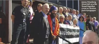  ??  ?? Jonny Wineberg (front left) at a We Stand Together event at Heaton Park Synagogue