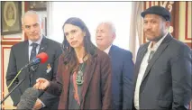  ??  ?? Prime Minister Jacinda Ardern speaks to media at Te Rere Marae in Opo¯tiki. ¯