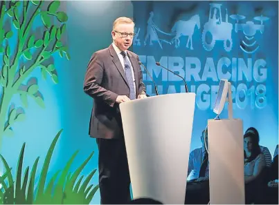  ??  ?? Defra Secretary Michael Gove during his address to the Oxford Farming Conference.